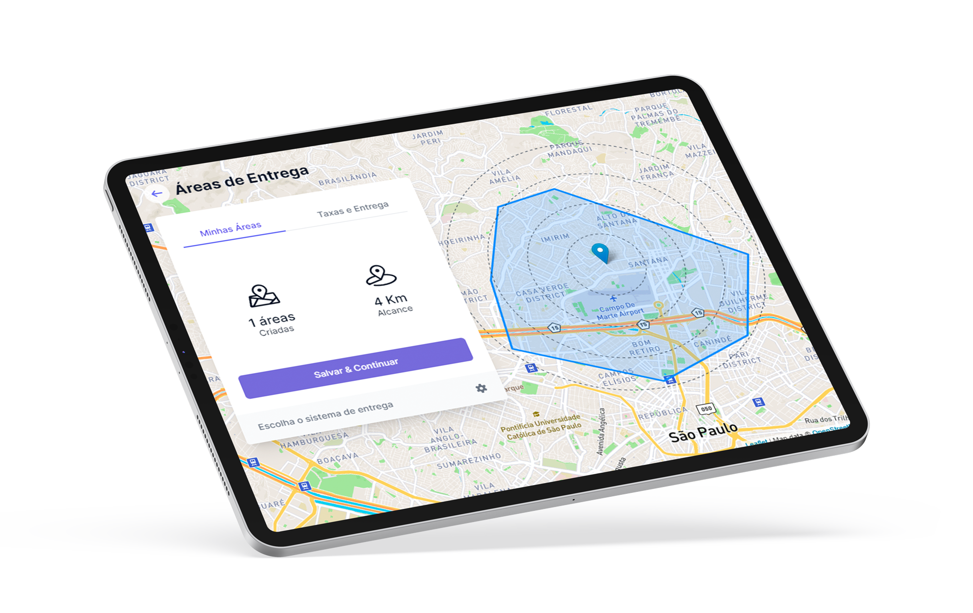 Delimite a sua região de atendimento